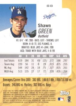2002 Bowman's Best - Red #88 Shawn Green  Back