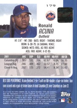 2002 Bowman's Best - Red #179 Ronald Acuna Back