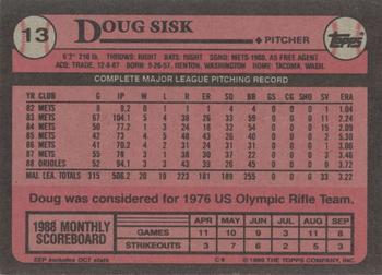 1989 Topps #13 Doug Sisk Back