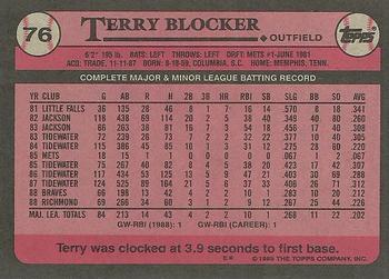 1989 Topps #76 Terry Blocker Back