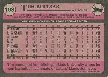 1989 Topps #103 Tim Birtsas Back
