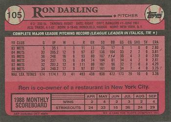 1989 Topps #105 Ron Darling Back