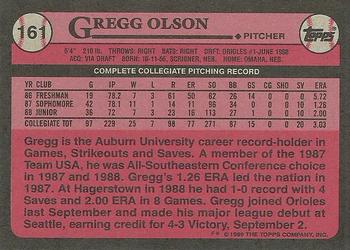 1989 Topps #161 Gregg Olson Back