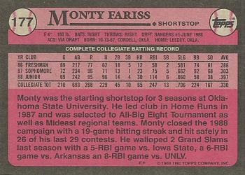 1989 Topps #177 Monty Fariss Back