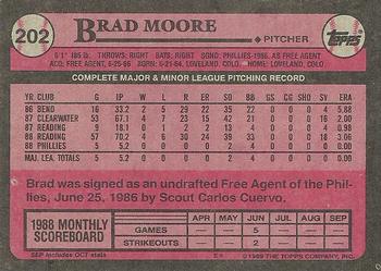 1989 Topps #202 Brad Moore Back