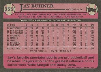 1989 Topps #223 Jay Buhner Back