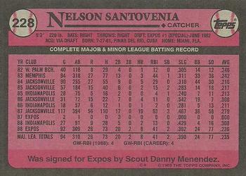 1989 Topps #228 Nelson Santovenia Back