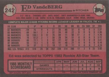 1989 Topps #242 Ed Vande Berg Back