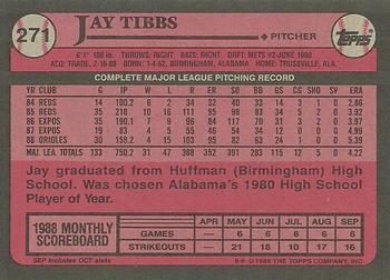 1989 Topps #271 Jay Tibbs Back
