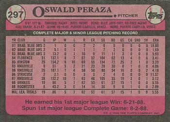 1989 Topps #297 Oswald Peraza Back