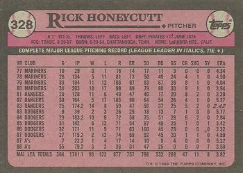 1989 Topps #328 Rick Honeycutt Back