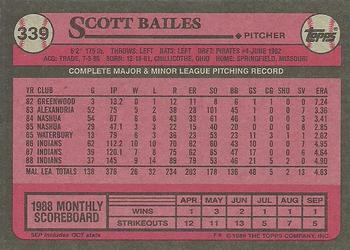 1989 Topps #339 Scott Bailes Back