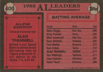 1989 Topps #400 Alan Trammell Back