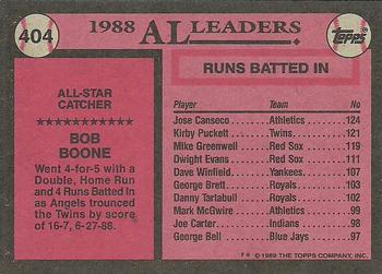 1989 Topps #404 Bob Boone Back