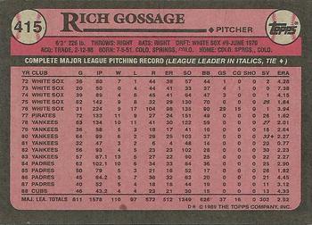 1989 Topps #415 Rich Gossage Back