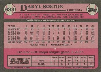 1989 Topps #633 Daryl Boston Back
