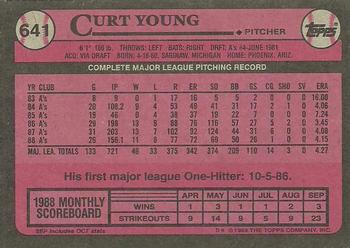 1989 Topps #641 Curt Young Back