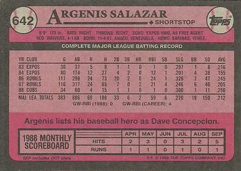 1989 Topps #642 Argenis Salazar Back