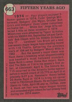 1989 Topps #663 Hank Aaron Back