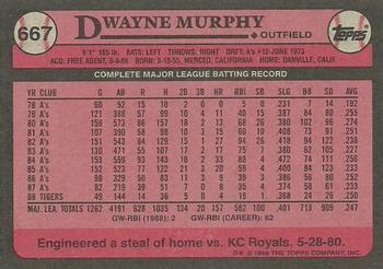 1989 Topps #667 Dwayne Murphy Back