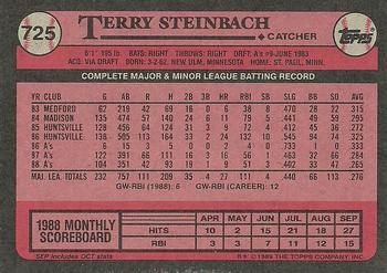1989 Topps #725 Terry Steinbach Back