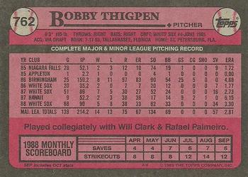 1989 Topps #762 Bobby Thigpen Back