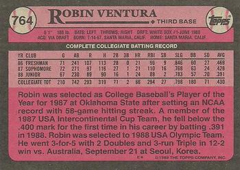 1989 Topps #764 Robin Ventura Back