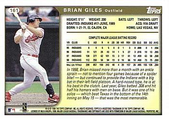 1999 Topps #161 Brian Giles Back