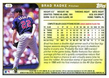 1999 Topps #19 Brad Radke Back