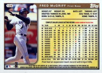 1999 Topps #139 Fred McGriff Back