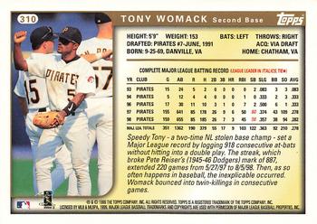 1999 Topps #310 Tony Womack Back