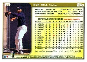 1999 Topps #26 Ken Hill Back