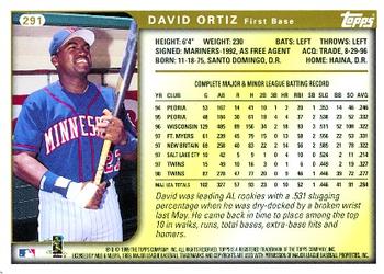 1999 Topps #291 David Ortiz Back
