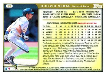 1999 Topps #29 Quilvio Veras Back
