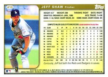 1999 Topps #410 Jeff Shaw Back