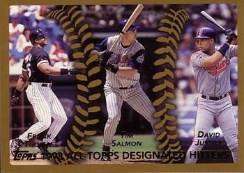 1999 Topps #456 All-Topps Designated Hitters (Frank Thomas / Tim Salmon / David Justice) Front