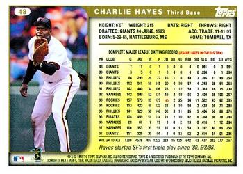 1999 Topps #48 Charlie Hayes Back