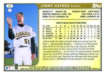 1999 Topps #59 Jimmy Haynes Back