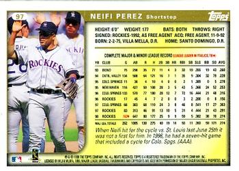 1999 Topps #97 Neifi Perez Back