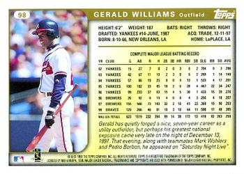 1999 Topps #98 Gerald Williams Back