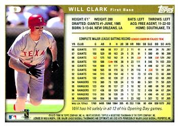 1999 Topps #9 Will Clark Back