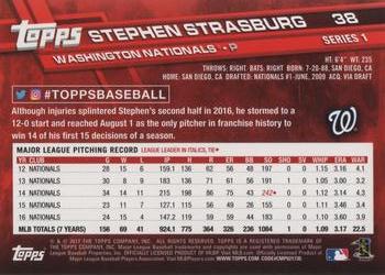 2017 Topps #38 Stephen Strasburg Back