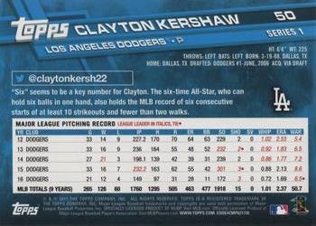 2017 Topps #50 Clayton Kershaw Back