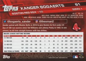 2017 Topps #61 Xander Bogaerts Back