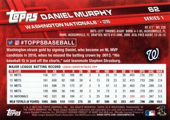 2017 Topps #62 Daniel Murphy Back