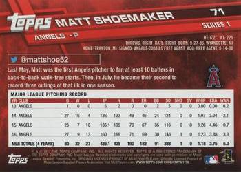 2017 Topps #71 Matt Shoemaker Back