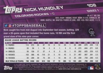 2017 Topps #108 Nick Hundley Back