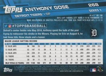 2017 Topps #268 Anthony Gose Back