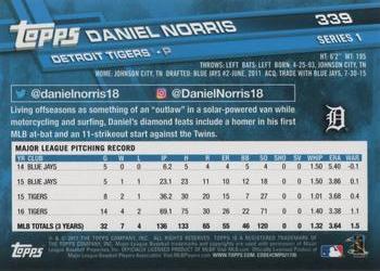 2017 Topps #339 Daniel Norris Back