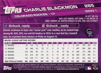 2017 Topps #265 Charlie Blackmon Back
